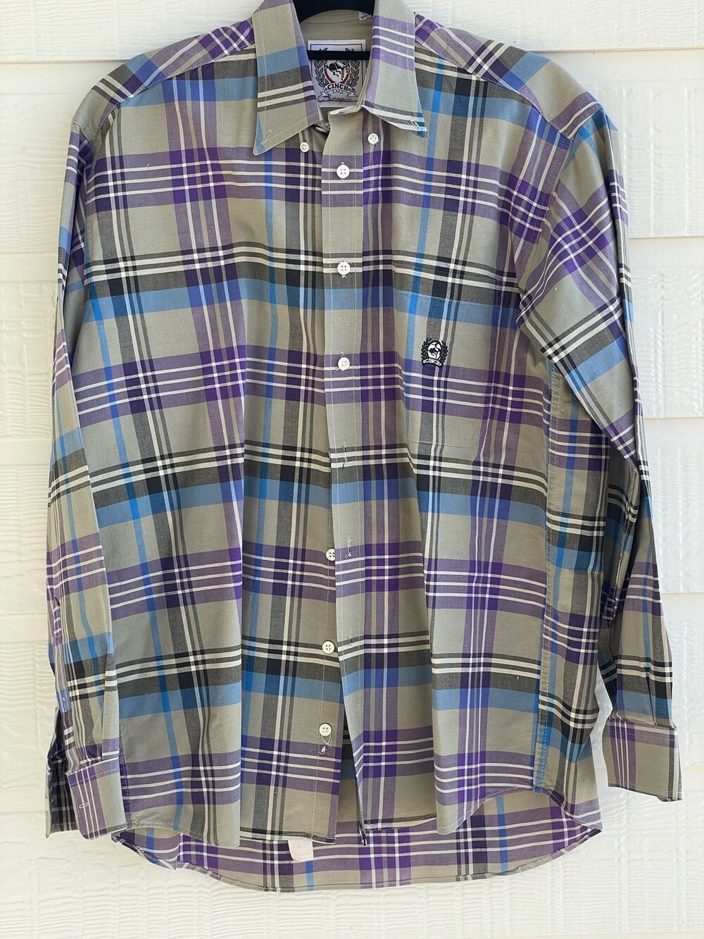 Cinch Men's Western shirt tan plaid M button up.